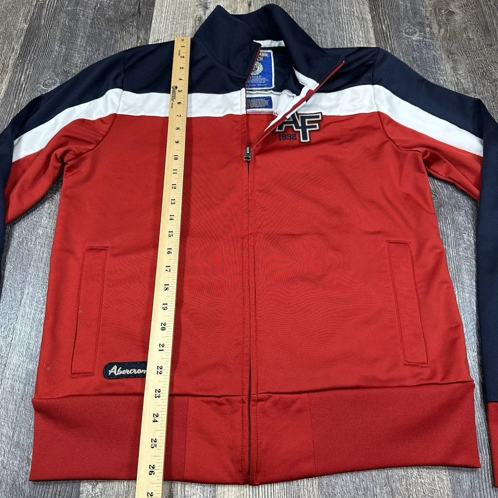 Vintage Abercrombie & Fitch AF 1892 Red Navy White Track Jacket Teen L Adult‎ M